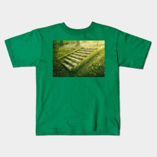 green moss stair steps Kids T-Shirt